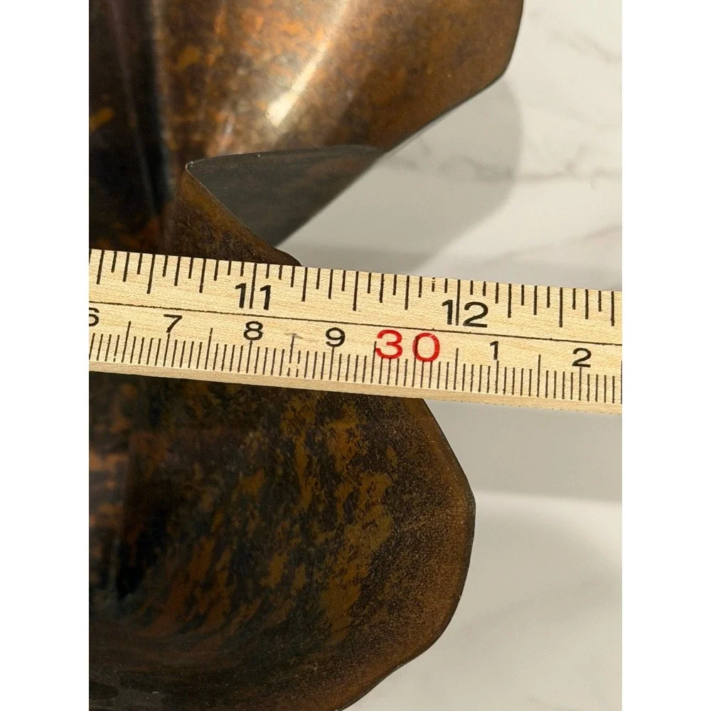Terri Dallriva Copperworx Handcrafted Copper Fluted Bowl Artisan Metalwork 12in